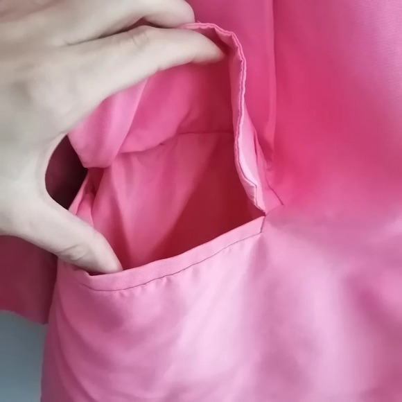Vintage 100% Silk Pink Oversized and Longline Single Breasted Blazer XS - Picture 8 of 16